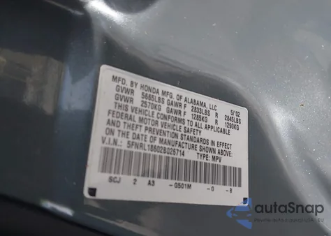 2002 Honda Odyssey Ex из США, поврежденный, VIN 5FNRL186O2BO26714